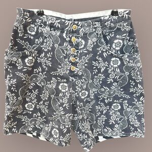 Vintage GET!‎ REVERSIBLE Floral/Striped Pattern Denim Shorts RARE
